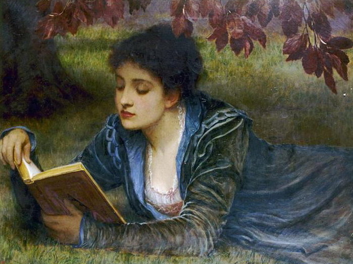 Charles Edward Perugini - Una chica leyendo (c. 1870)